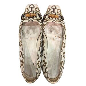 Gucci Canvas Bamboo Horsebit Flats – Size 7.5